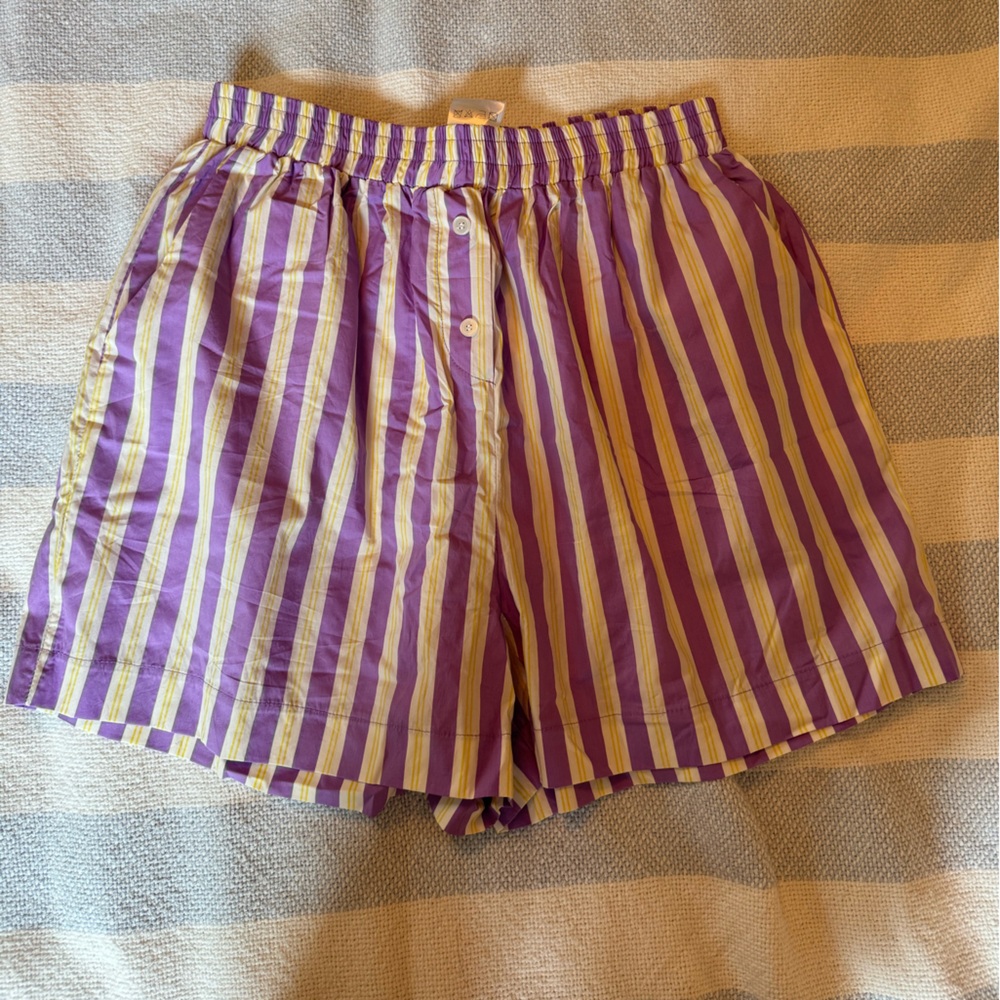 The Frankie Shop striped purple boxer shorts